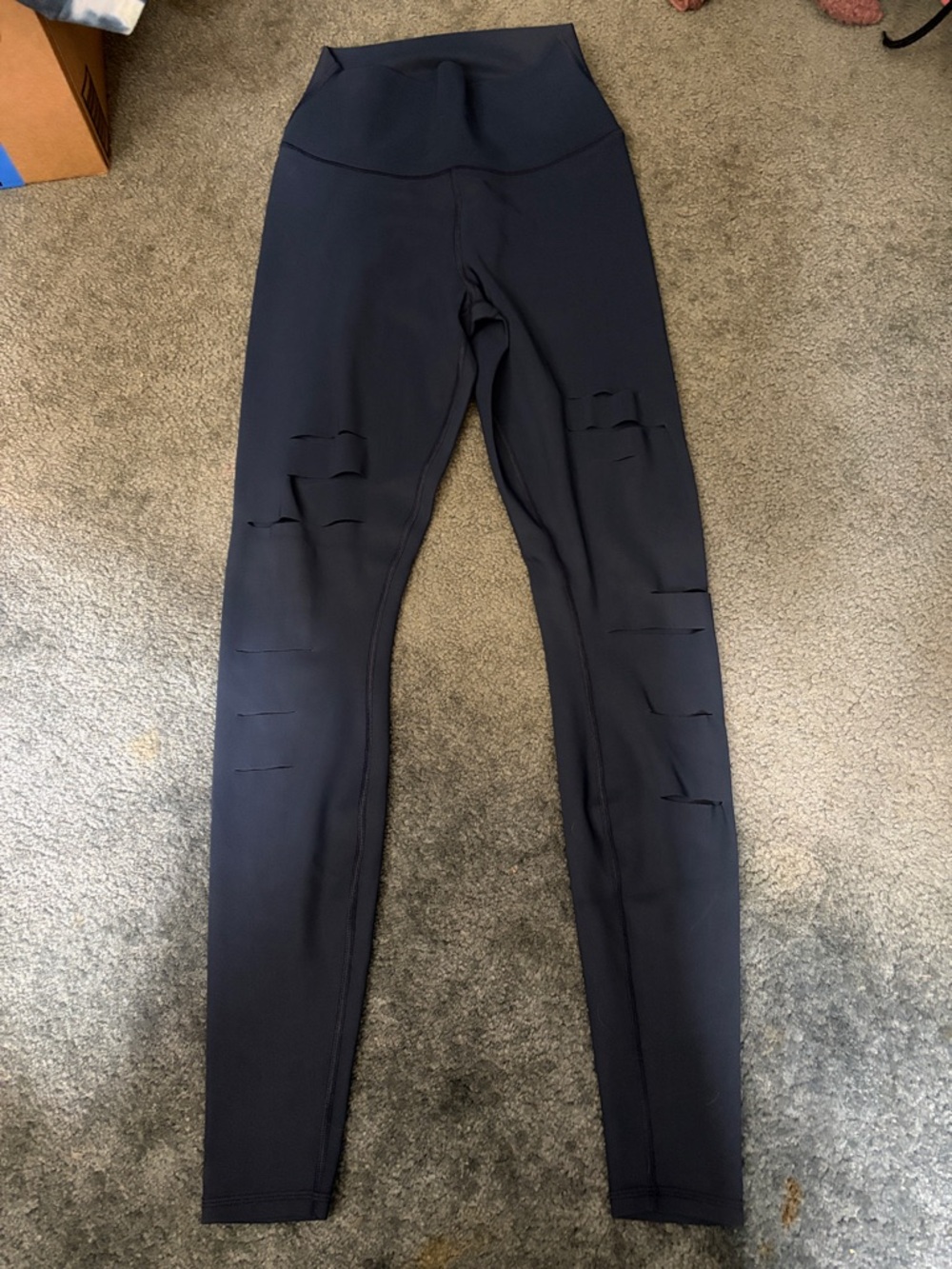 ALO Yoga Black High-Waist Slashed Leggings